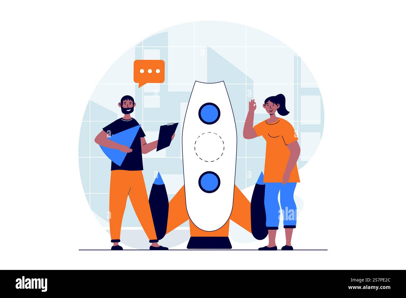 Business startup web concept with character scene. Man and woman ...