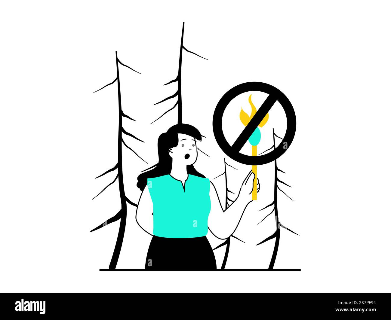 Save Earth concept with character situation. Woman environmental ...