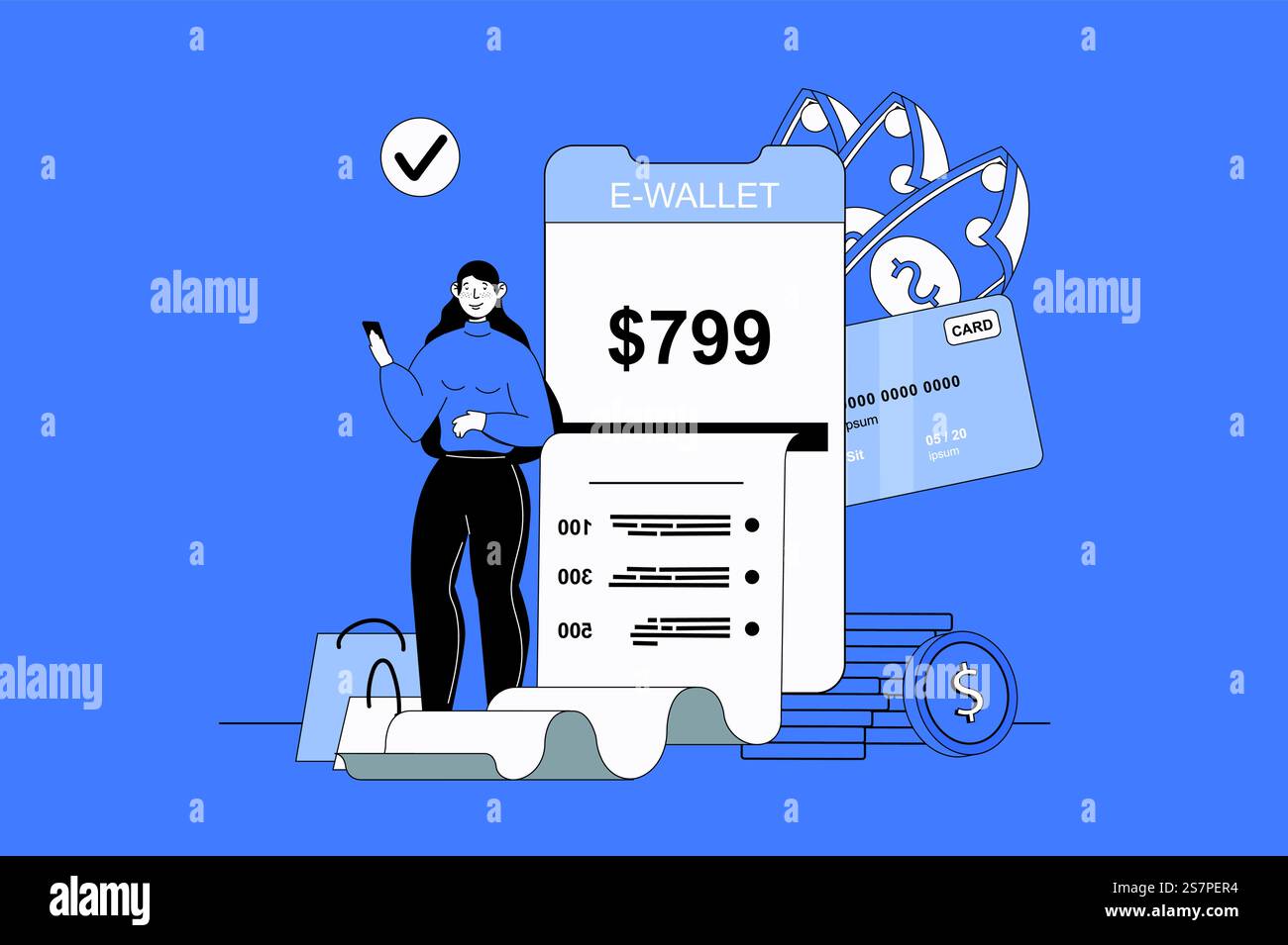 Online payment web concept with character scene in flat design. People ...