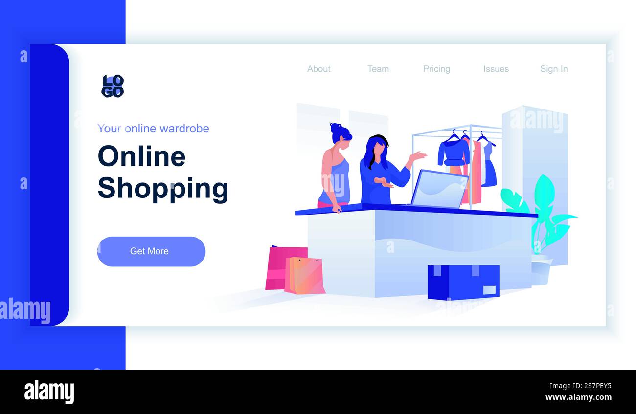 Online shopping concept 3d isometric web banner with people scene ...