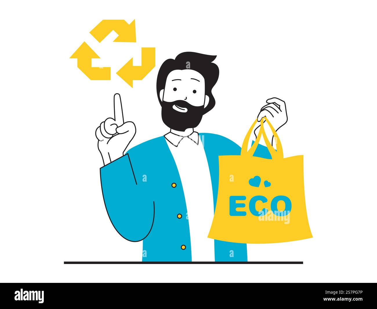 Save Earth concept with character situation. Man environmental activist ...