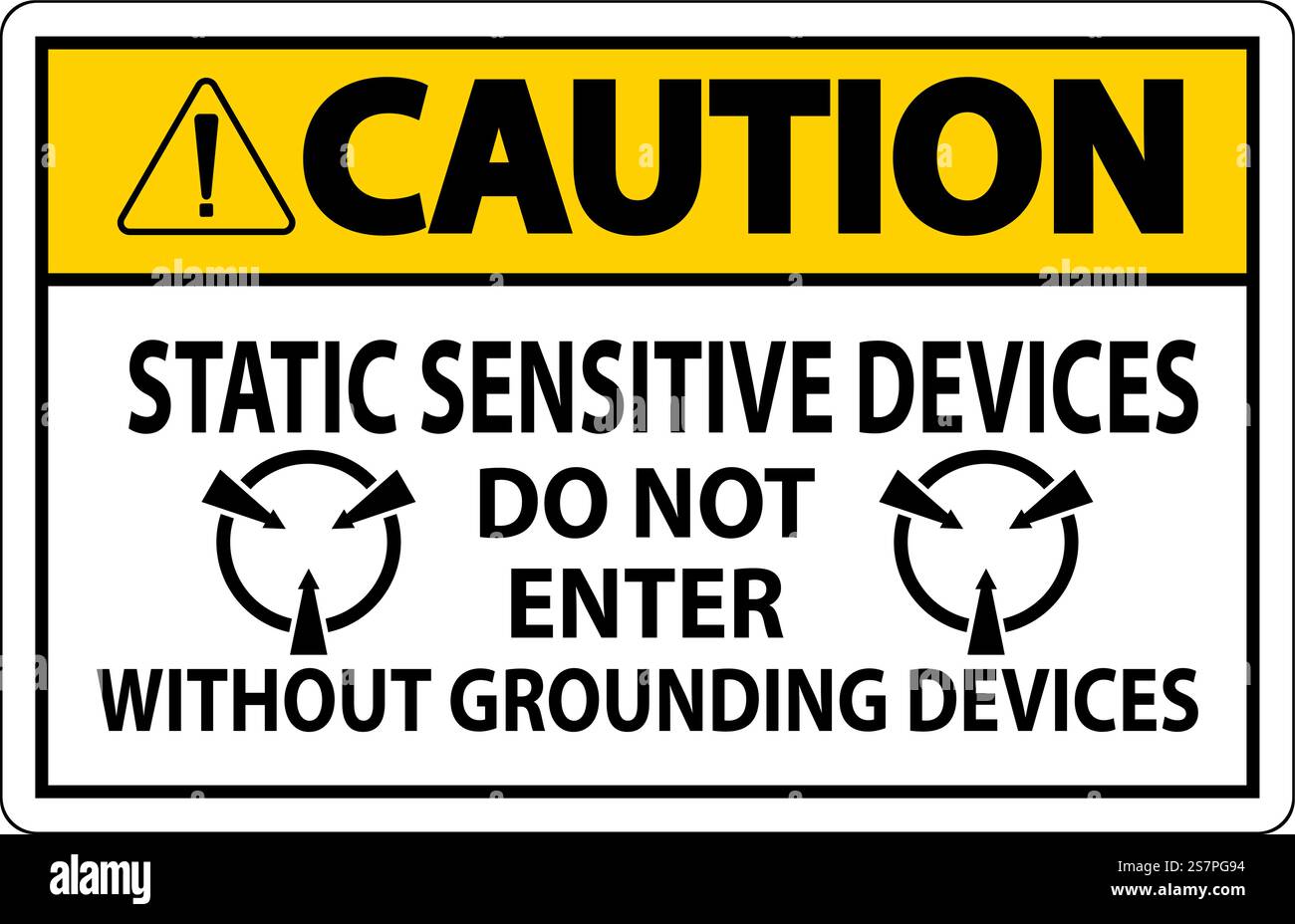 Caution Sign Static Sensitive Devices Do Not Enter Without Grounding Devices Stock Vector