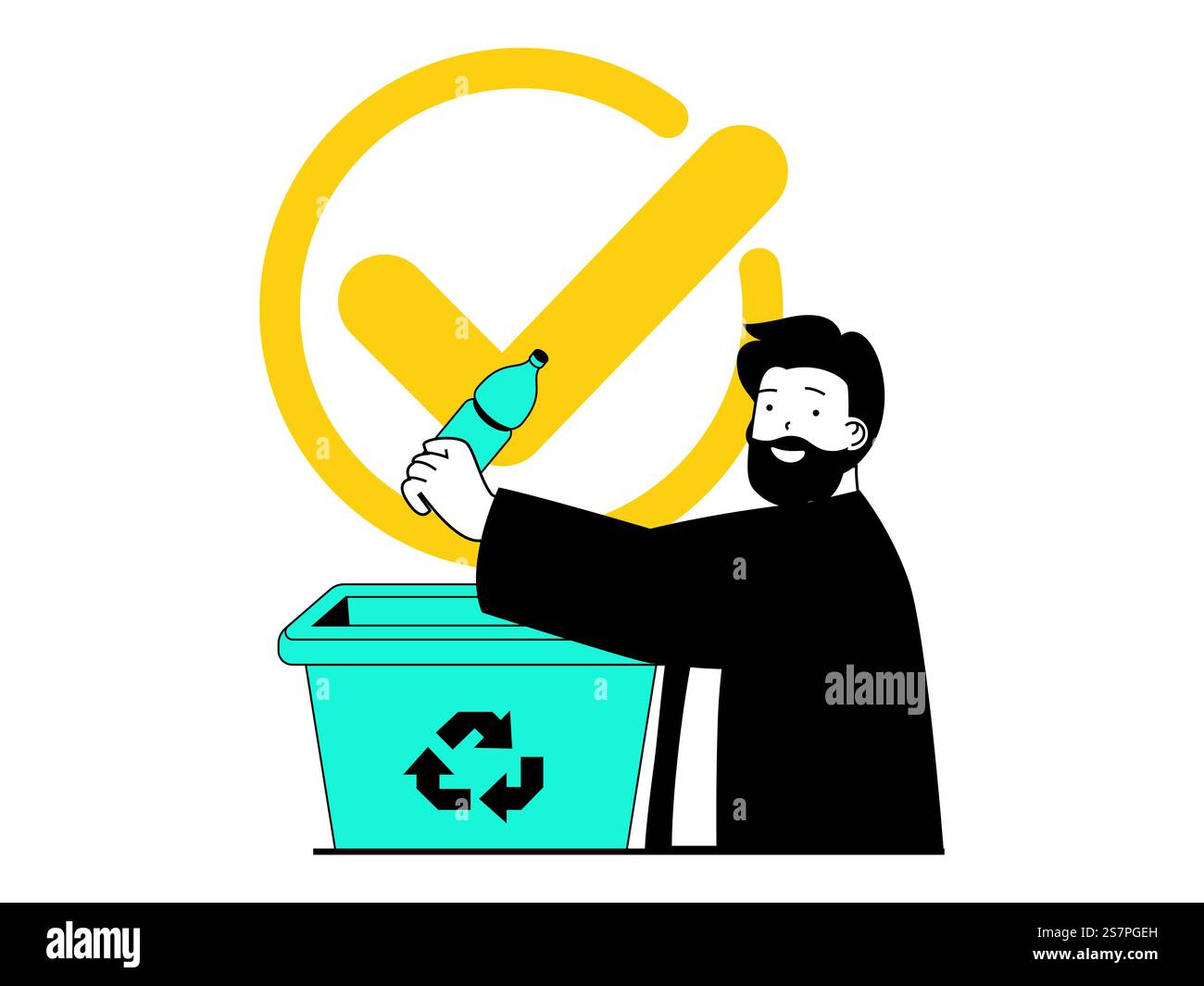 Save Earth concept with character situation. Man collects and separates ...