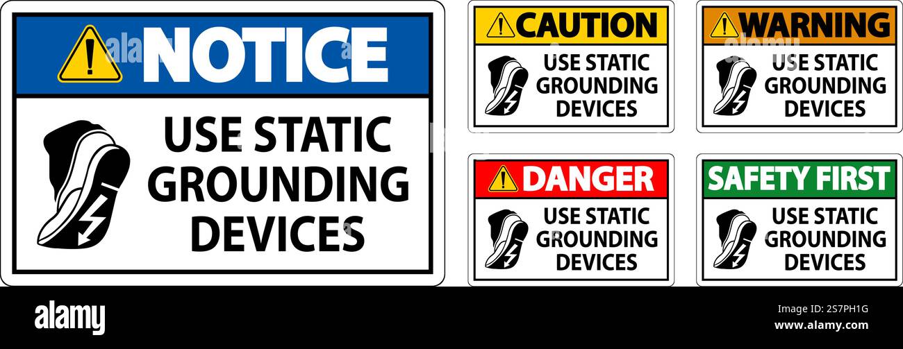 Caution Sign Use Static Grounding Devices Stock Vector Image & Art - Alamy