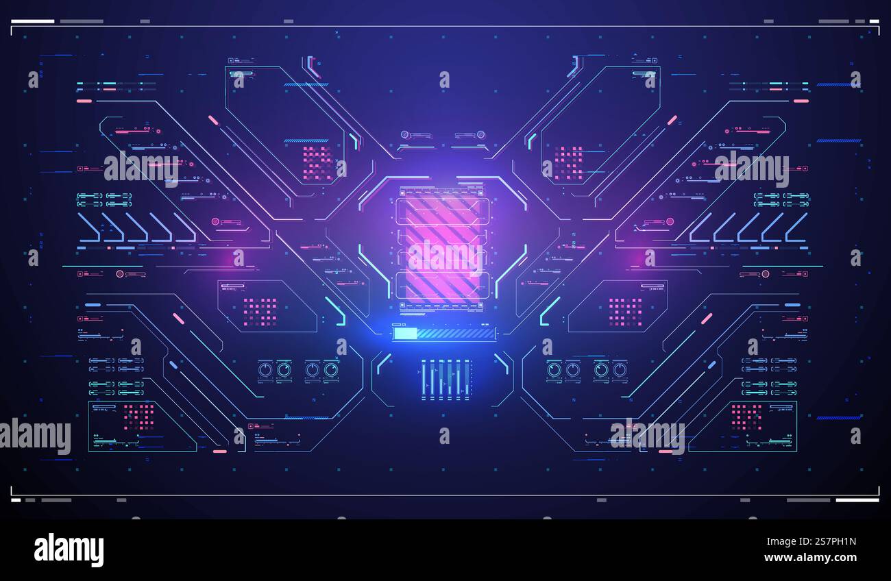 Tech Screen Design Head up screens for video and games. Abstract tech background ...