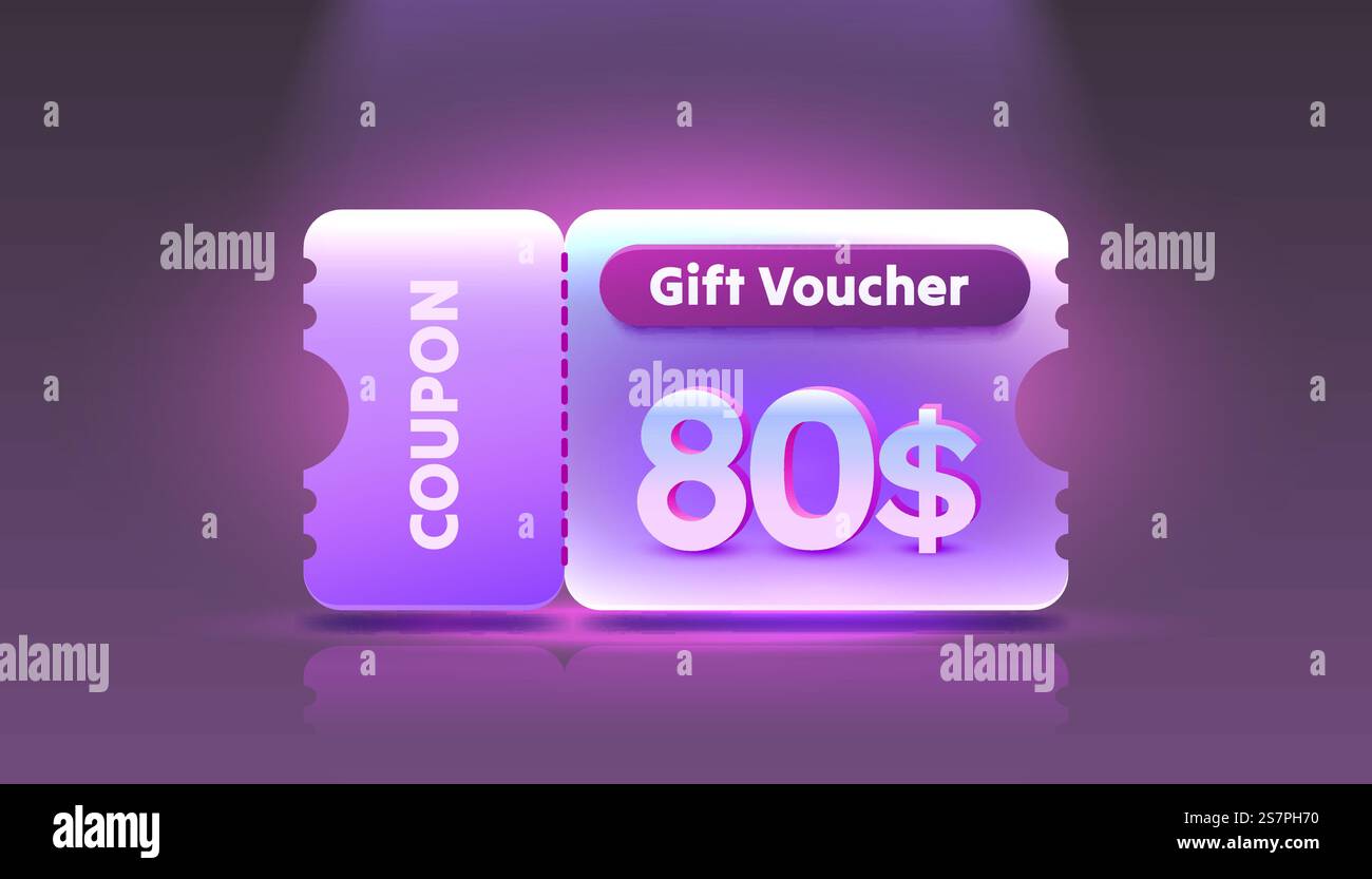 Coupon special voucher 80 dollar, Check banner special offer. Vector ...
