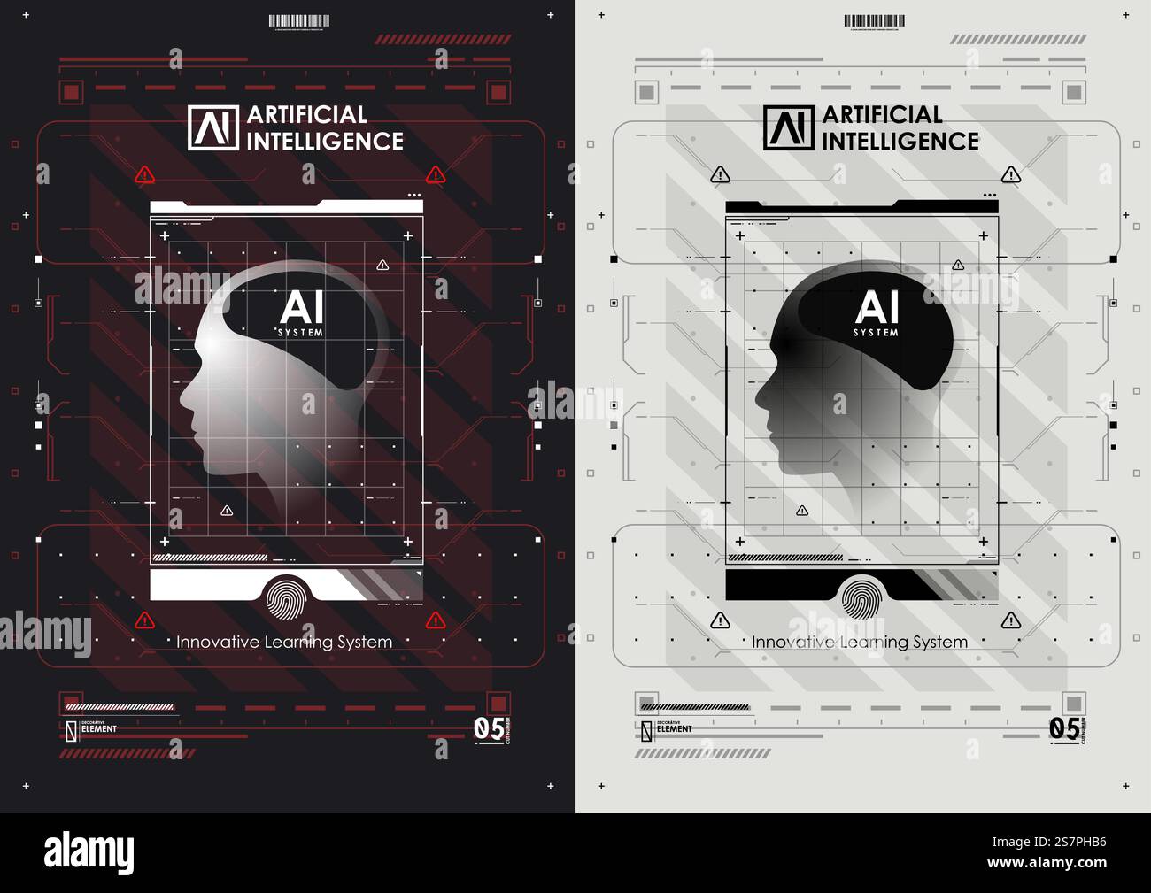 AI and technology concept. Abstract glowing colorful digital brain with ...