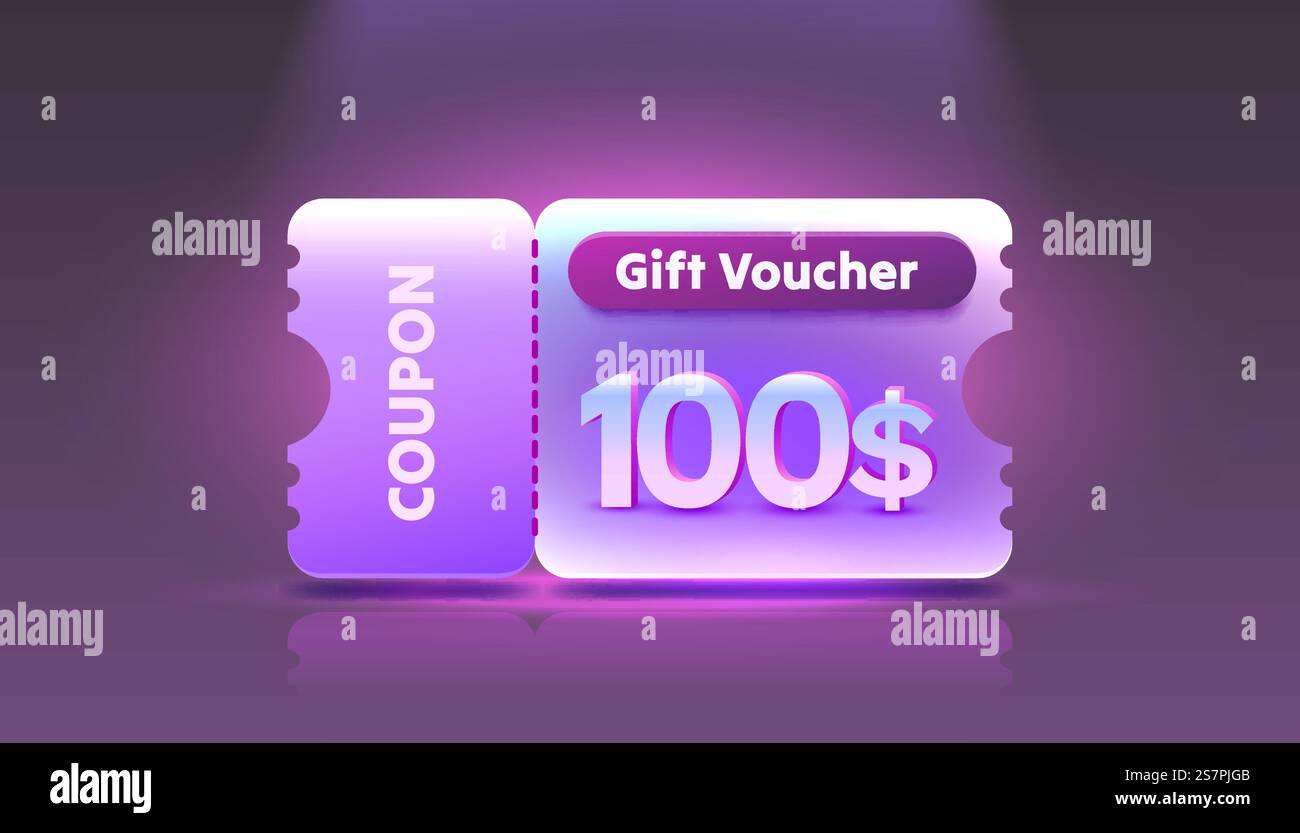 Coupon special voucher 100 dollar, Check banner special offer. Vector ...