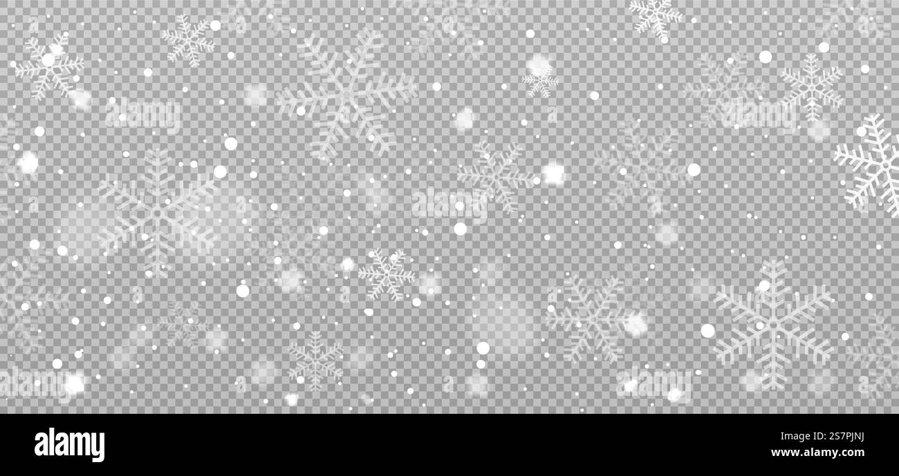 Falling snowflakes on transparent background. Vector illustration Stock ...
