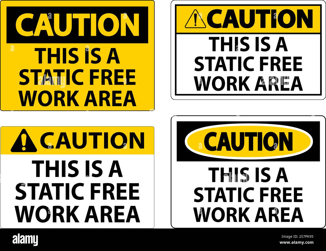Caution Sign This Is A Static Free Work Area Stock Vector
