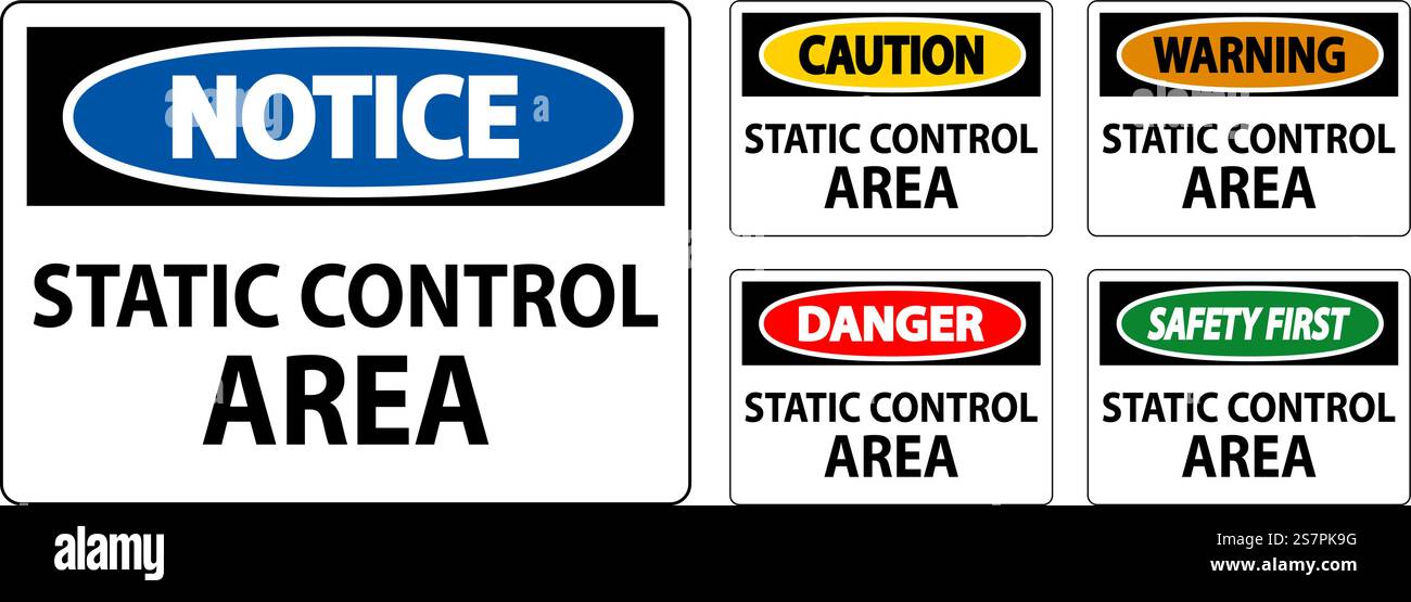 Caution Sign Static Control Area Stock Vector Image & Art - Alamy