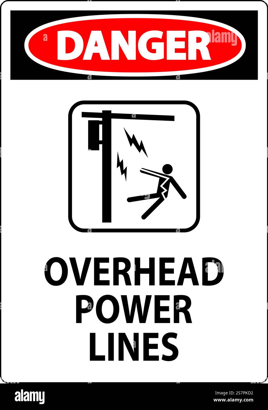 Danger Sign Overhead Power Lines Stock Vector Image & Art - Alamy