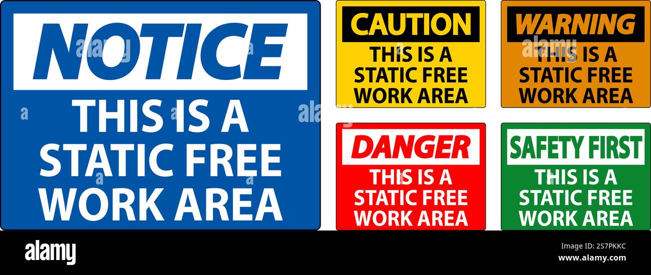 Notice Sign This Is A Static Free Work Area Stock Vector