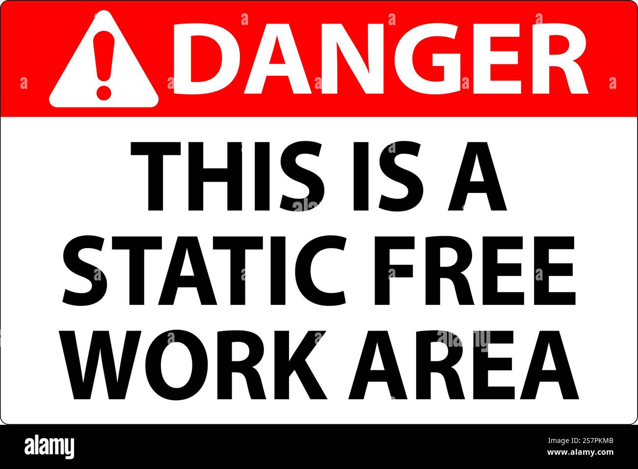 Danger Sign This Is A Static Free Work Area Stock Vector