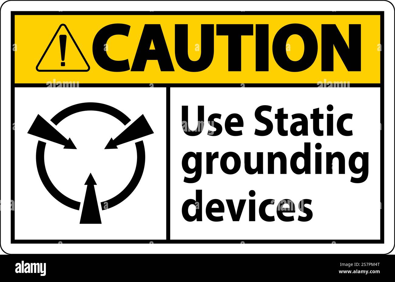 Caution Sign Use Static Grounding Devices Stock Vector Image & Art - Alamy