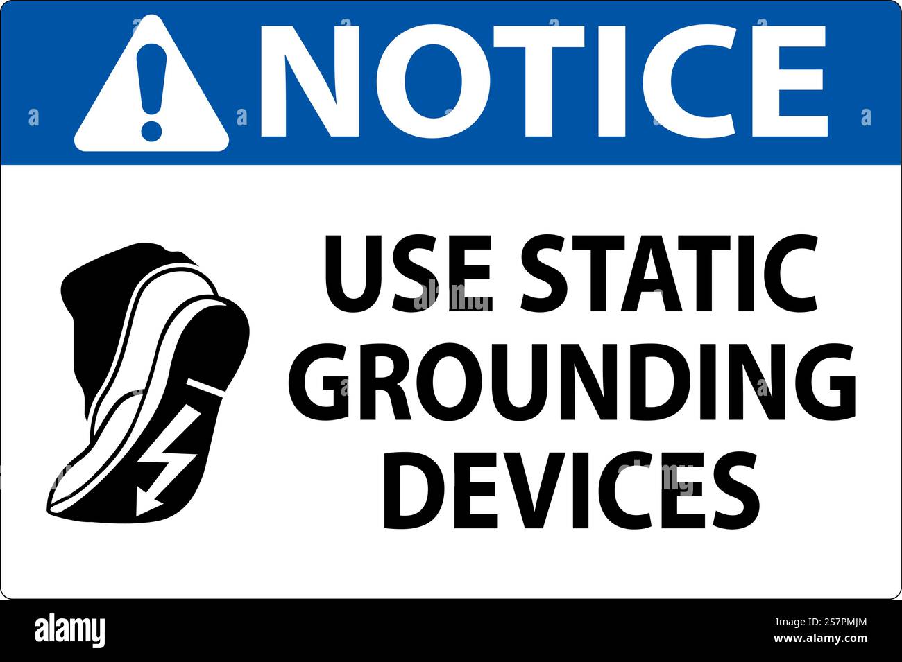 Notice Sign Use Static Grounding Devices Stock Vector