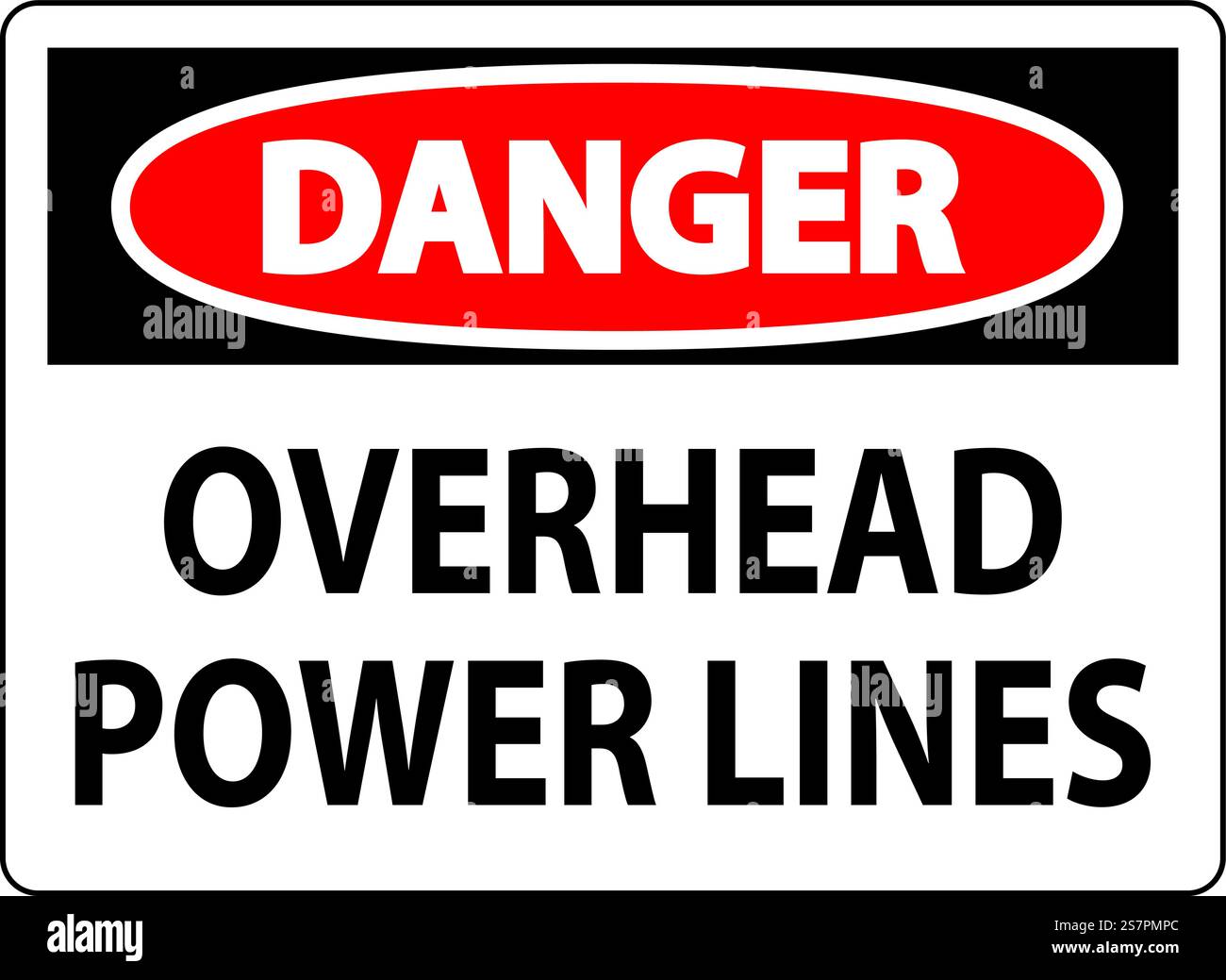 Danger Sign Overhead Power Lines Stock Vector Image & Art - Alamy