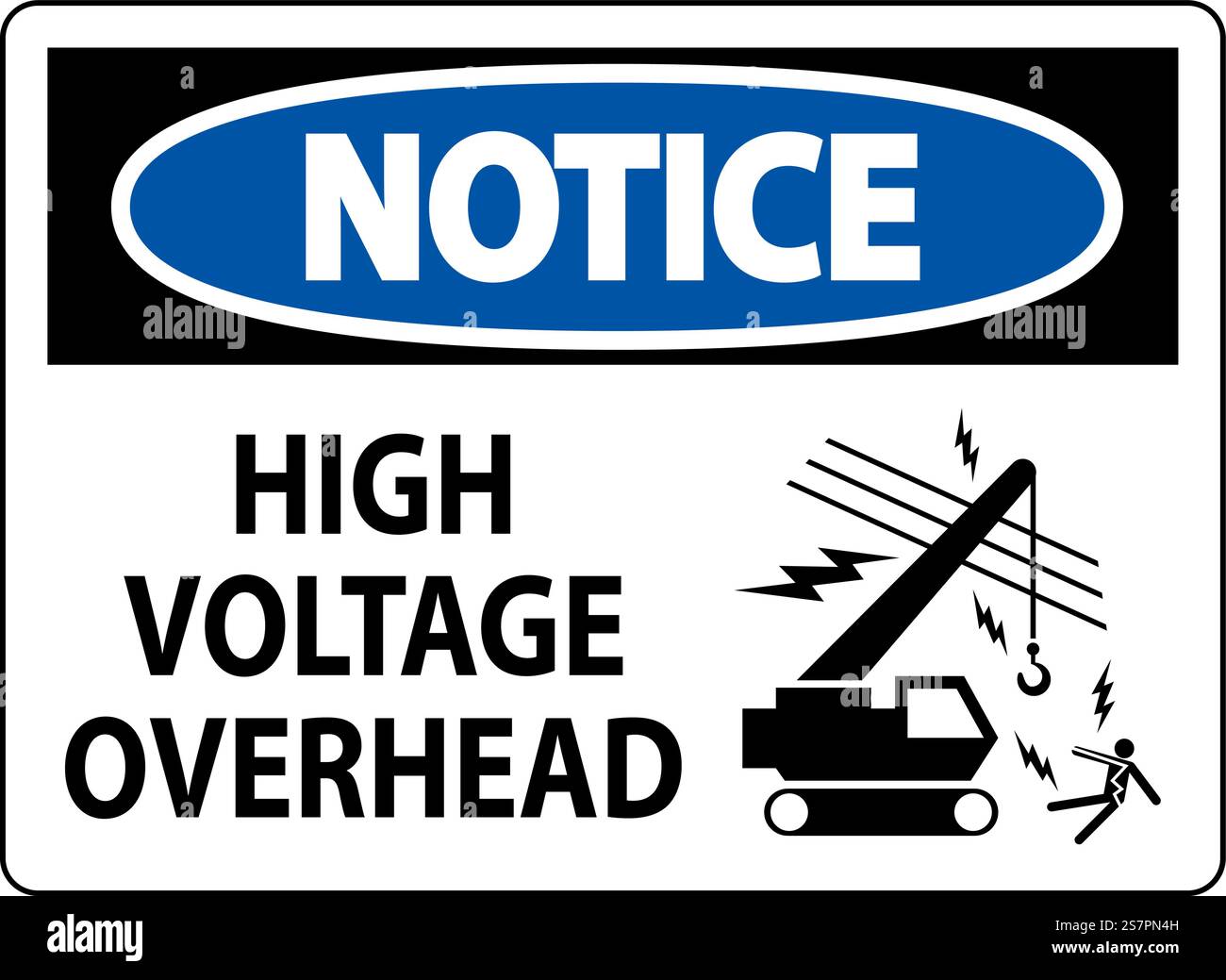 Notice Sign High Voltage Overhead Stock Vector