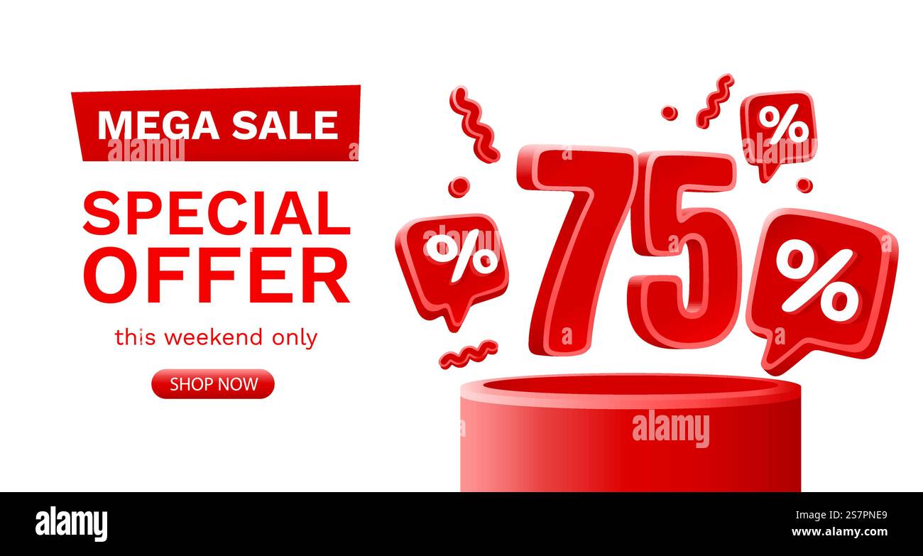 Mega sale special offer, 75 off sale banner. Sign board promotion ...