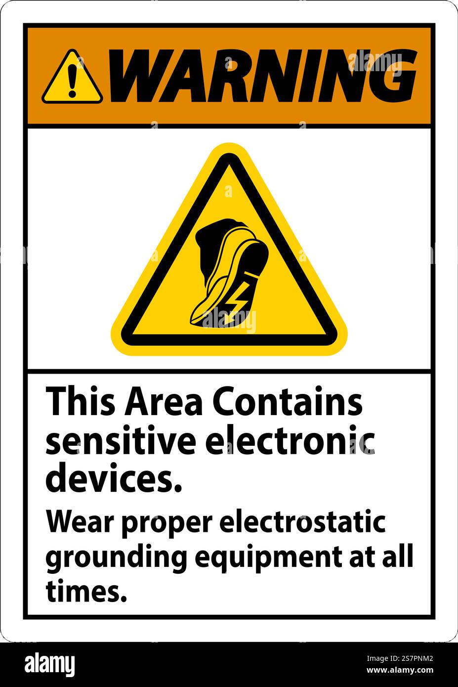 Warning Sign This Area Contains Sensitive Electronic Devices, Wear ...