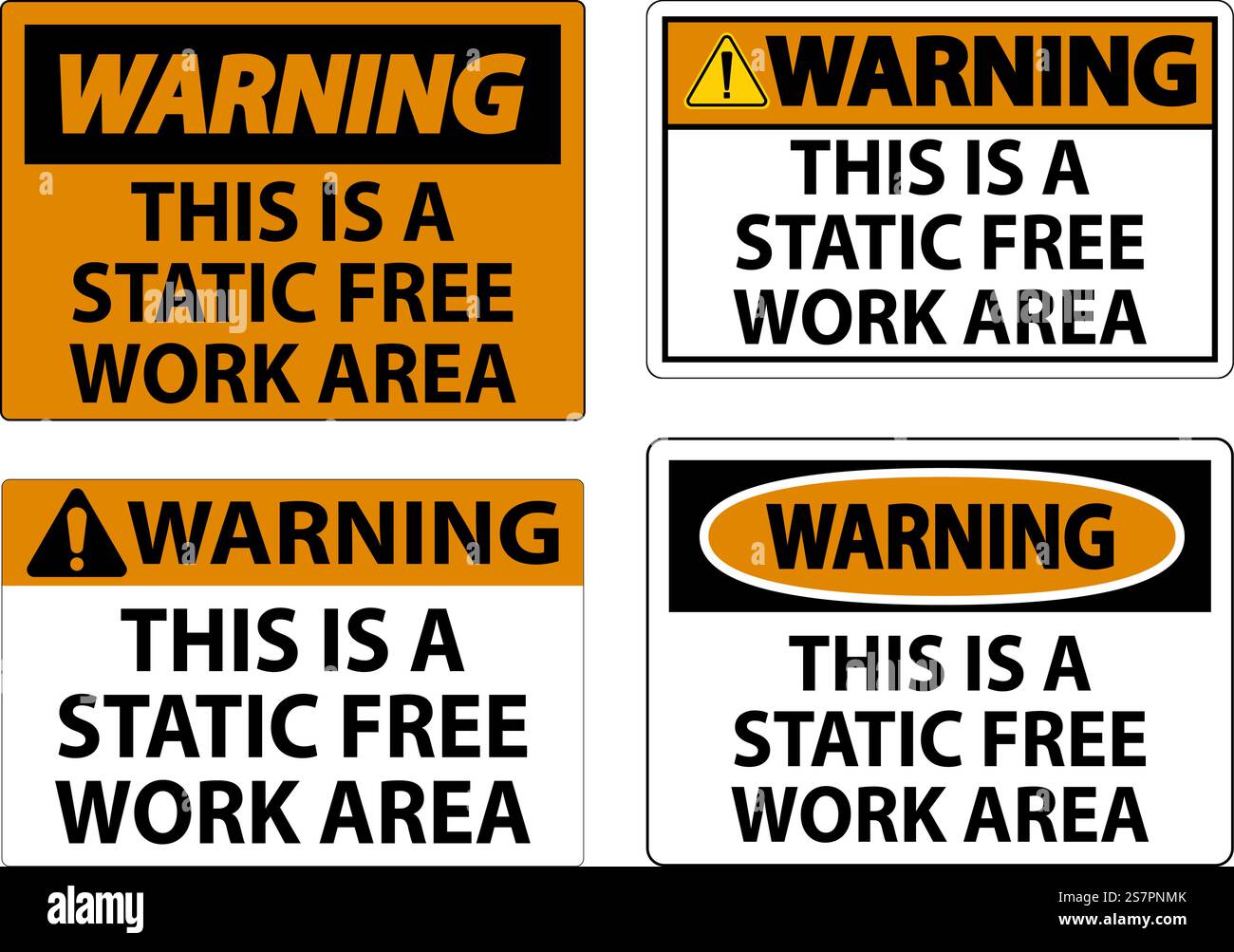 Warning Sign This Is A Static Free Work Area Stock Vector
