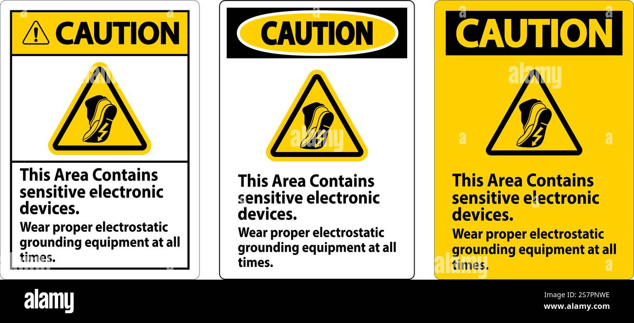 Caution Sign This Area Contains Sensitive Electronic Devices, Wear ...