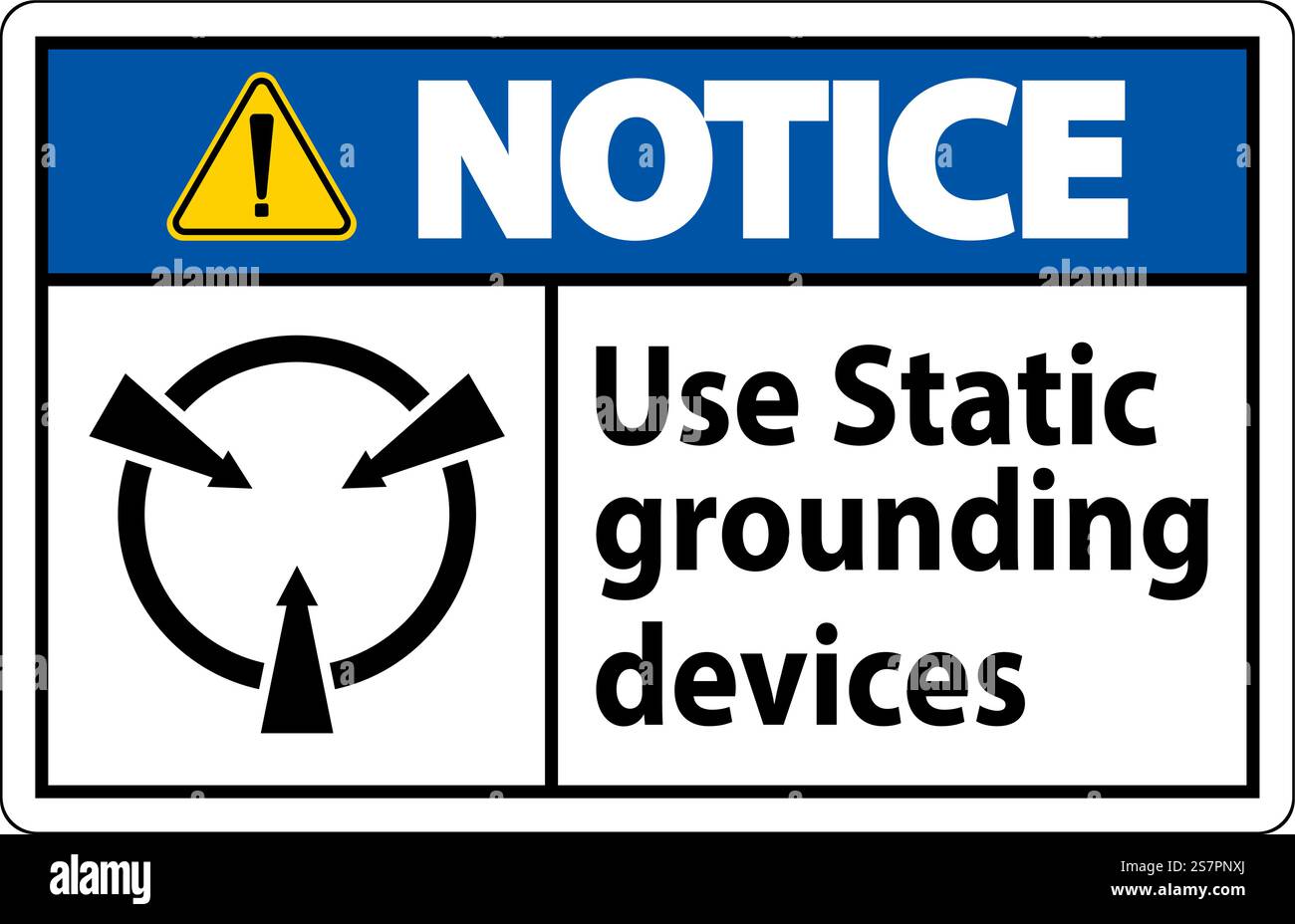 Notice Sign Use Static Grounding Devices Stock Vector