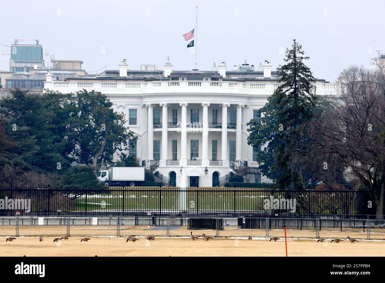 General view of The White House one day before Trump's inauguration in