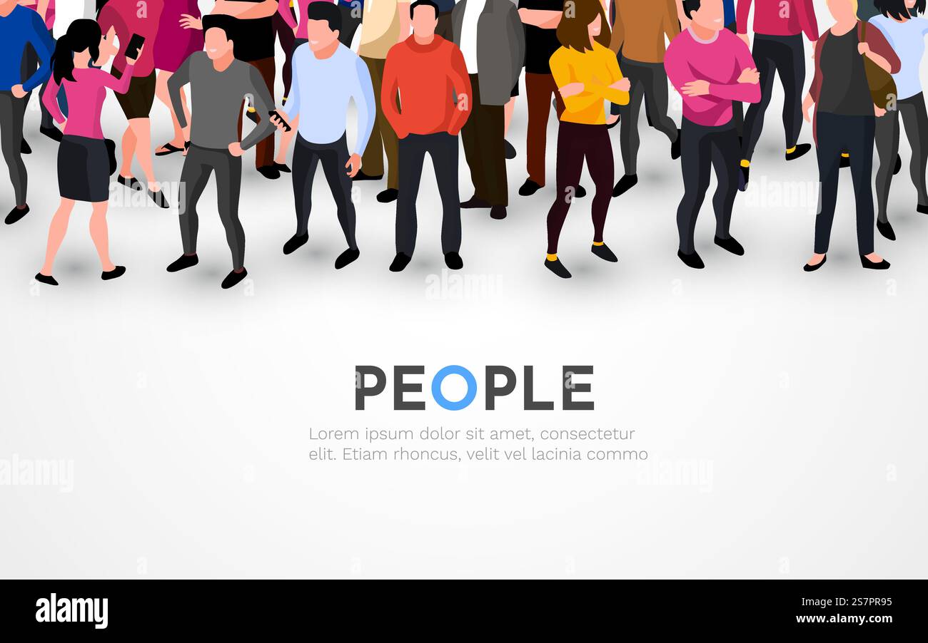 Large group of people on white background. People crowd concept. Vector ...