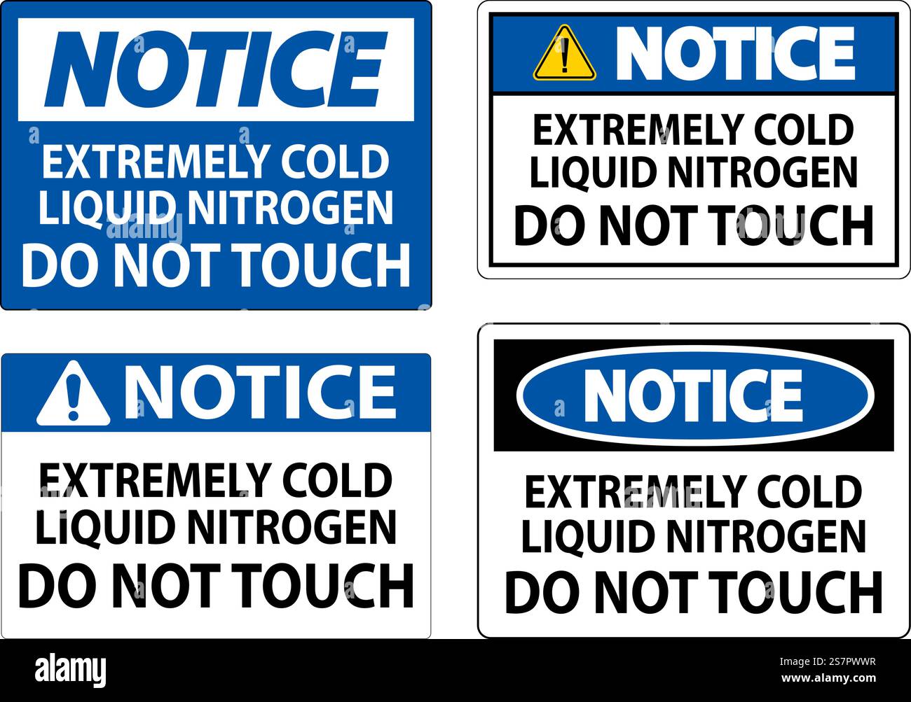 Notice Sign Extremely Cold Liquid Nitrogen Do Not Touch Stock Vector