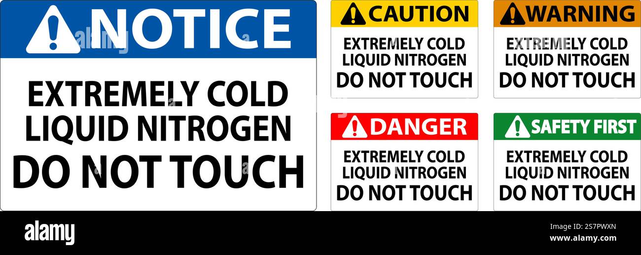 Caution Sign Extremely Cold Liquid Nitrogen Do Not Touch Stock Vector