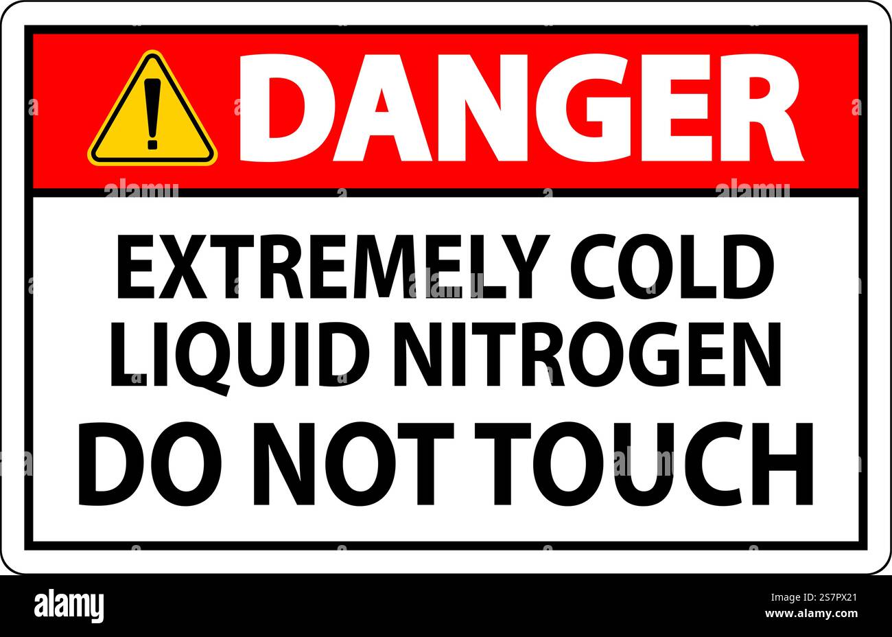 Danger Sign Extremely Cold Liquid Nitrogen Do Not Touch Stock Vector
