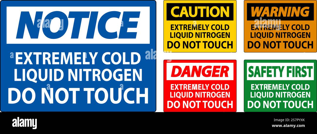 Caution Sign Extremely Cold Liquid Nitrogen Do Not Touch Stock Vector