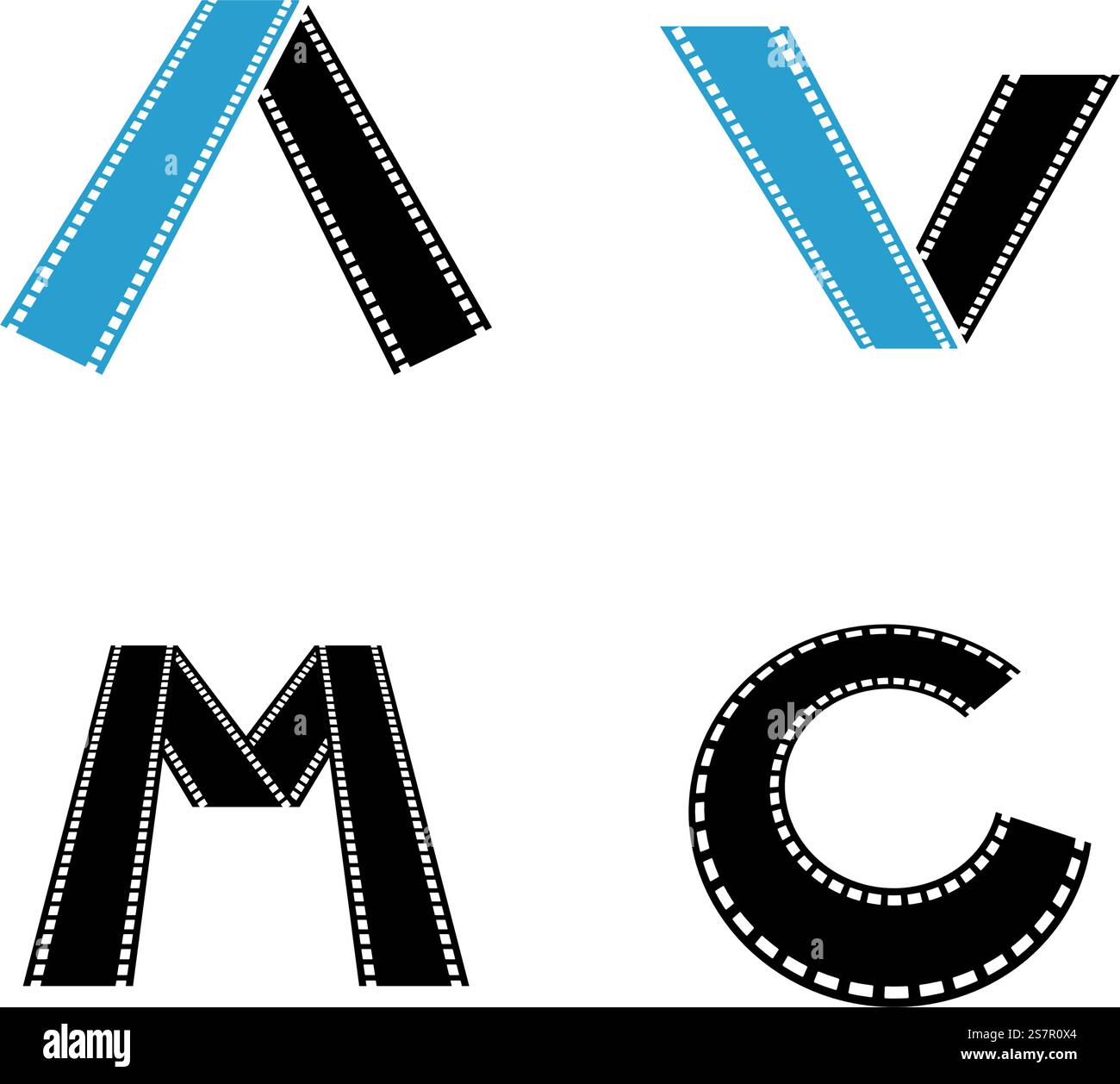 filmstrip initial  logo icon illustration flat design Stock Vector
