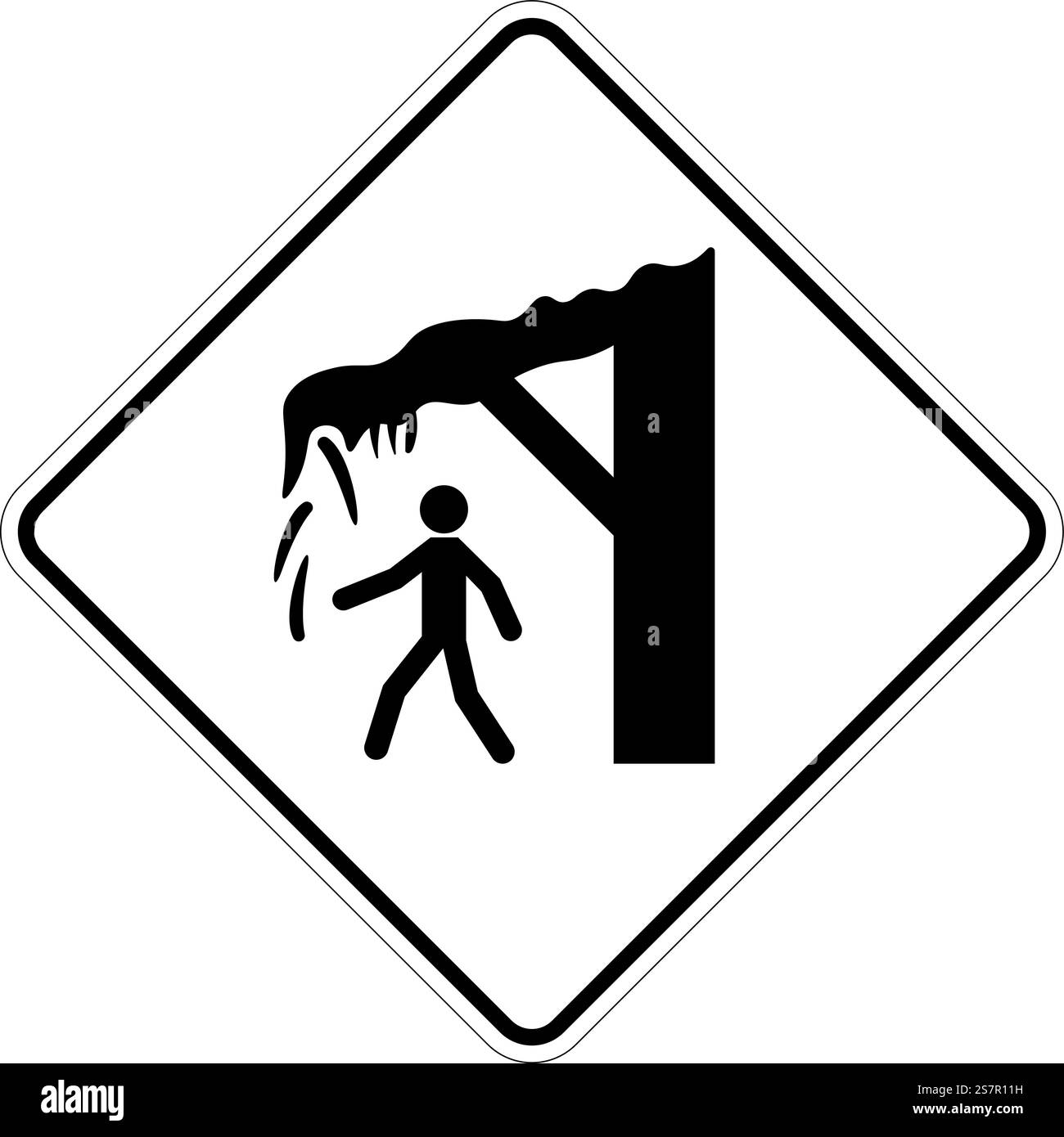 Ice Warning Sign Watch Out For Falling Ice And Snow Symbol Stock Vector
