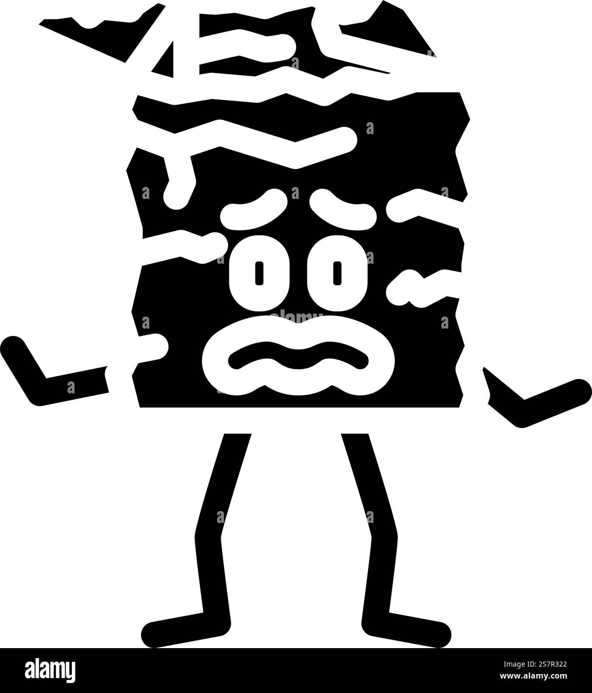 torn sad cardboard box character glyph icon vector. torn sad cardboard ...