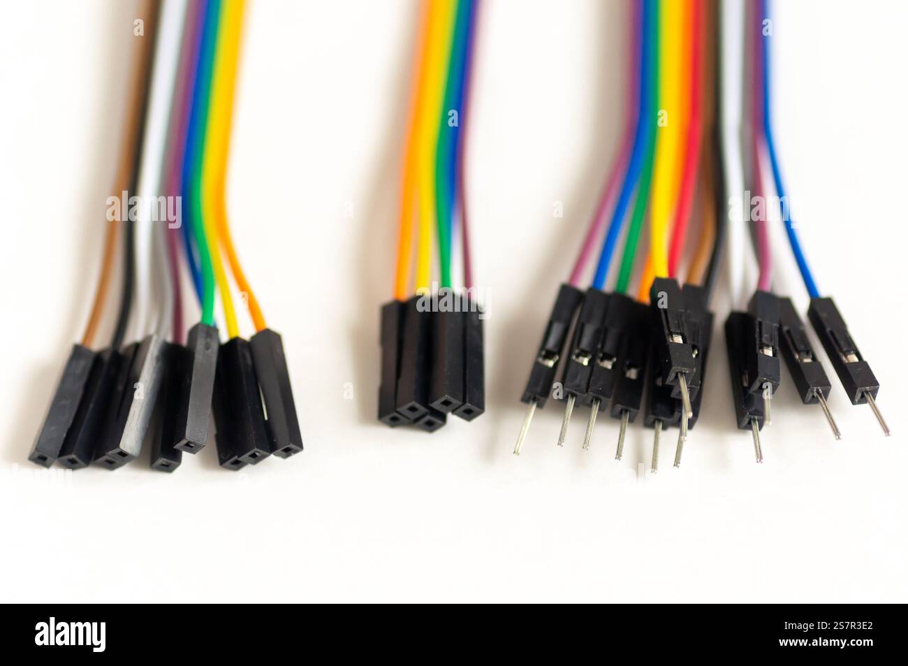 Dupont Line Isolated colorful wires for connectivity Stock Photo