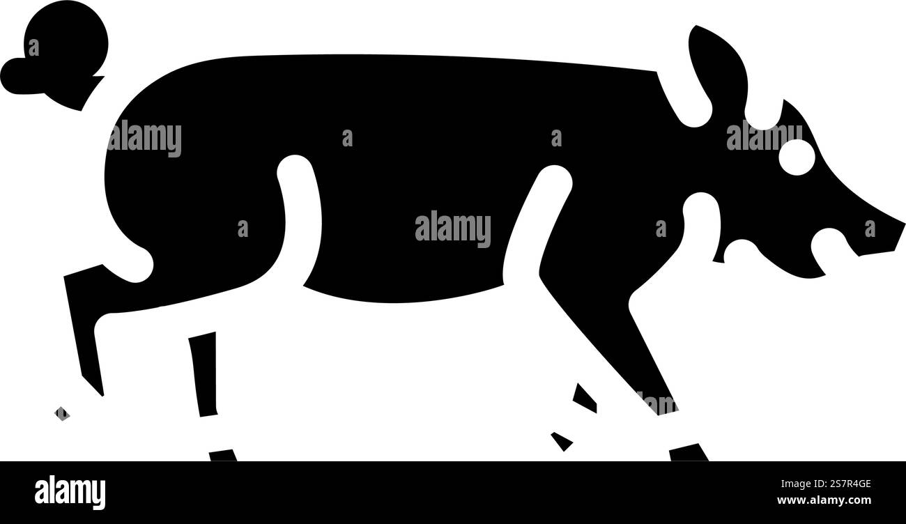 running pig farm glyph icon vector. running pig farm sign. isolated ...