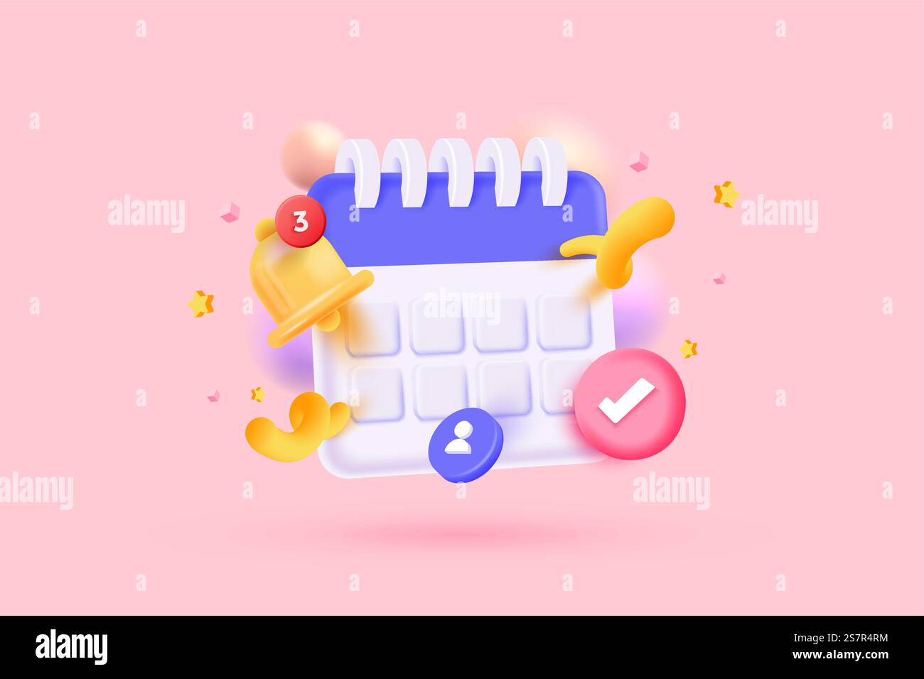 Calendar icon symbol and related icons in minimal cartoon style design ...