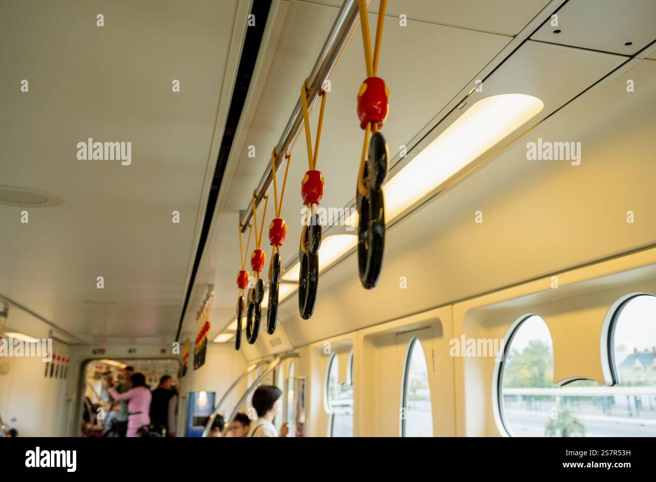 Maihama, Urayasu, Chiba, Japan -APR 18 , 2024:The interior view of the Disney Rapid Transit car Stock Photo