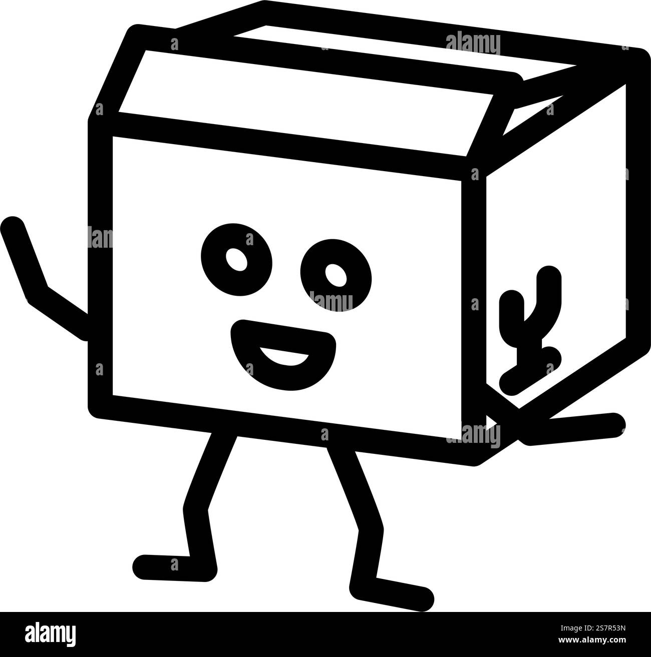 stand cardboard box character line icon vector. stand cardboard box ...