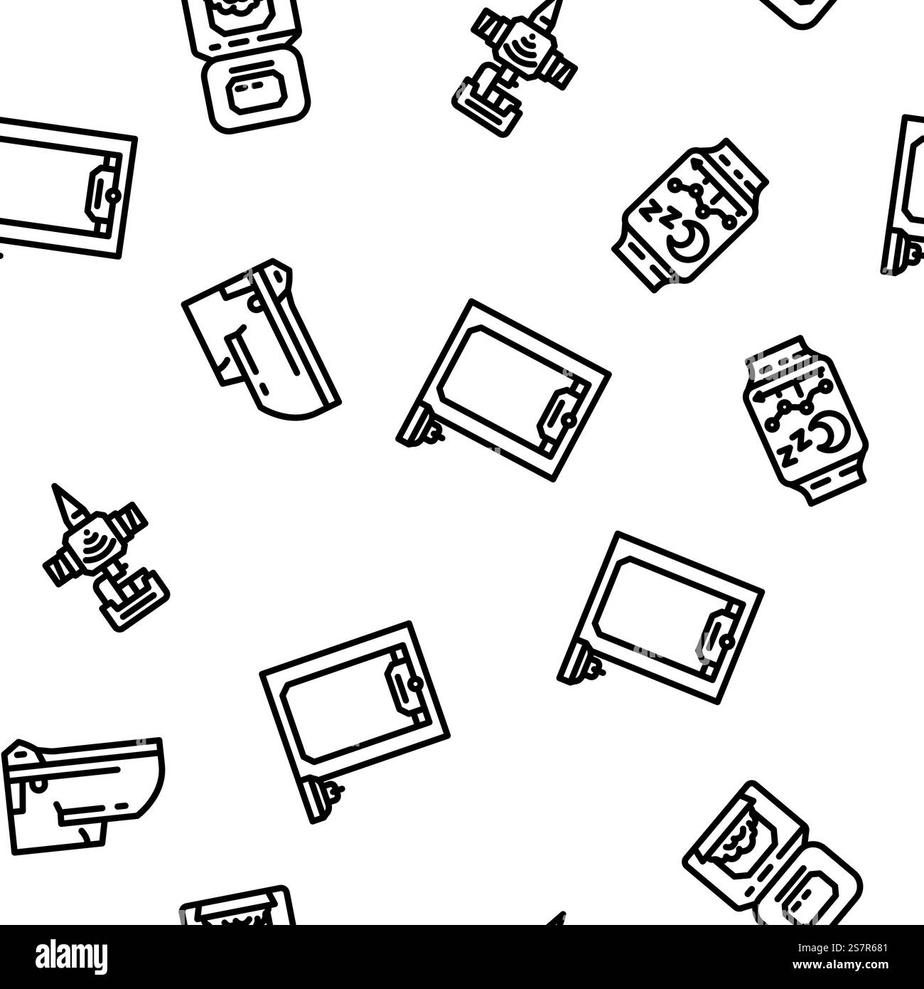 smart home control vector seamless pattern thin line illustration. smart home control seamless pattern vector Stock Vector