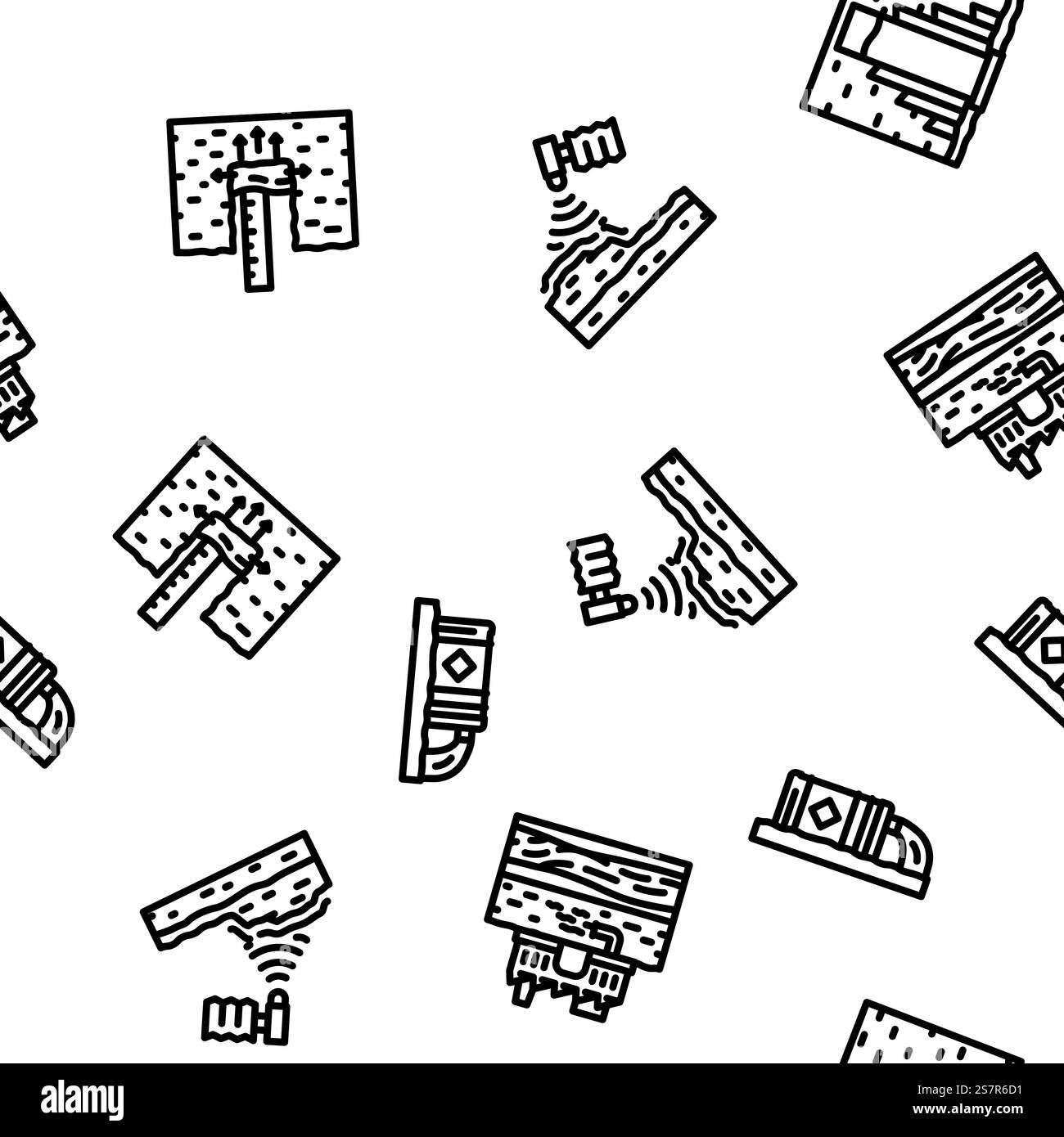 hydrogeologist industrial vector seamless pattern thin line illustration. hydrogeologist industrial seamless pattern vector Stock Vector