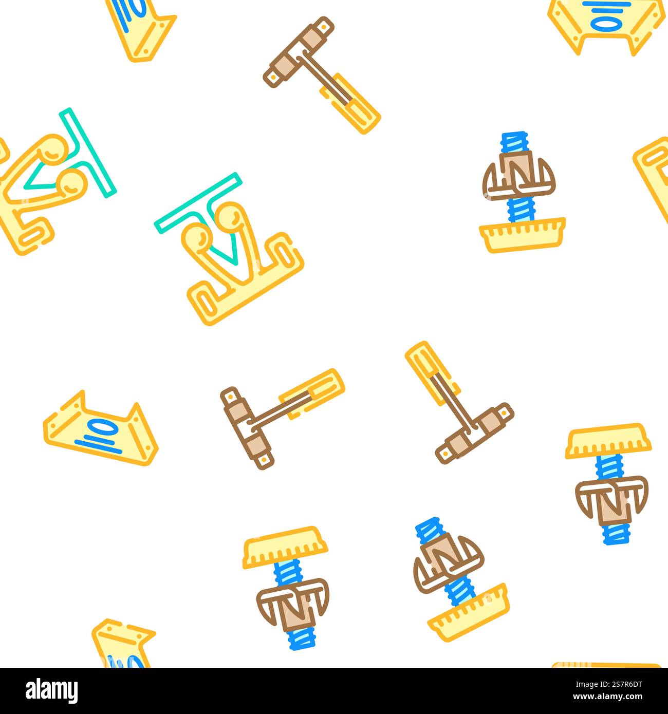 furniture fitting construction vector seamless pattern thin line illustration. furniture fitting construction vector seamless pattern Stock Vector