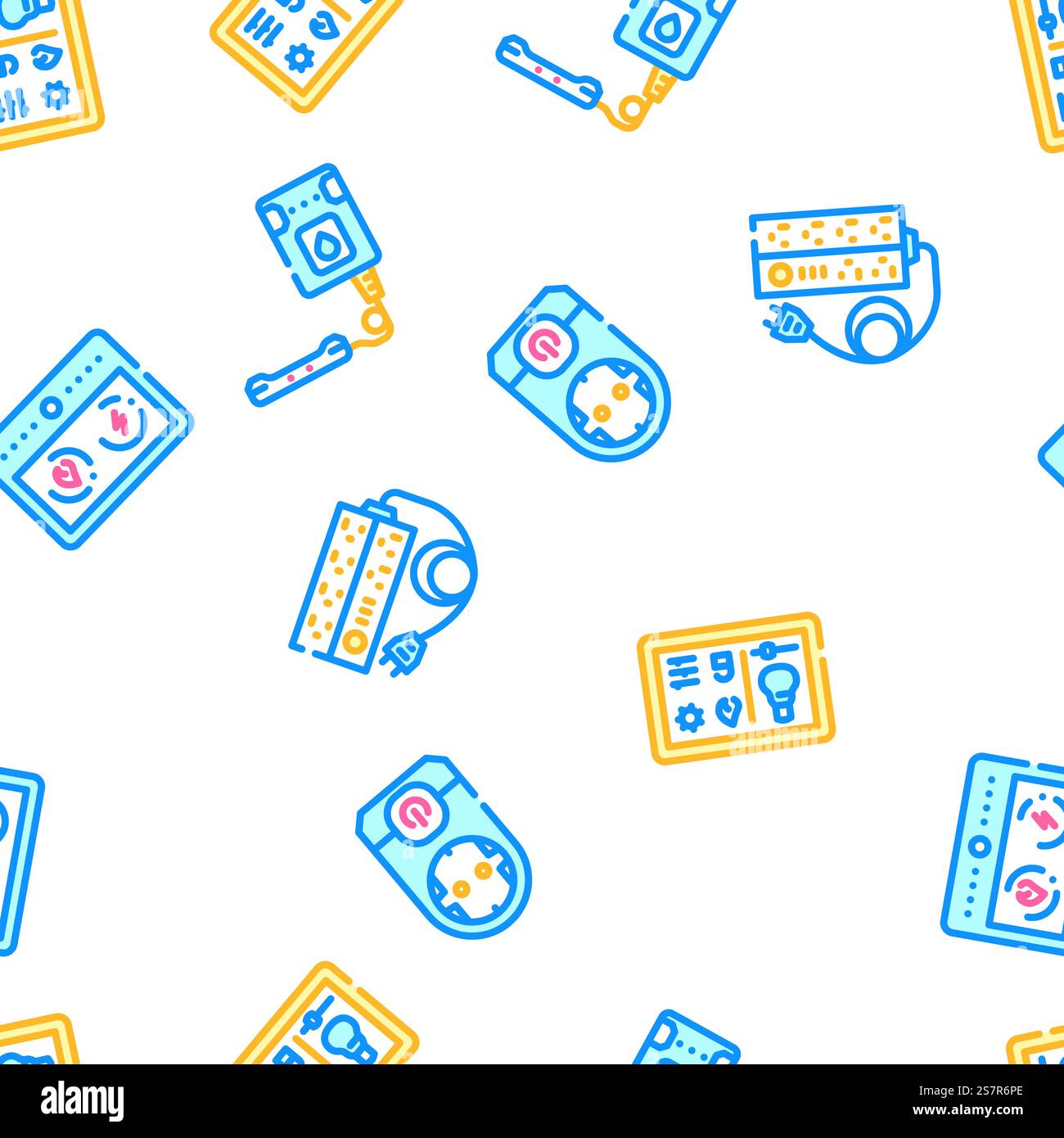 smart home control vector seamless pattern thin line illustration. smart home control seamless pattern vector Stock Vector