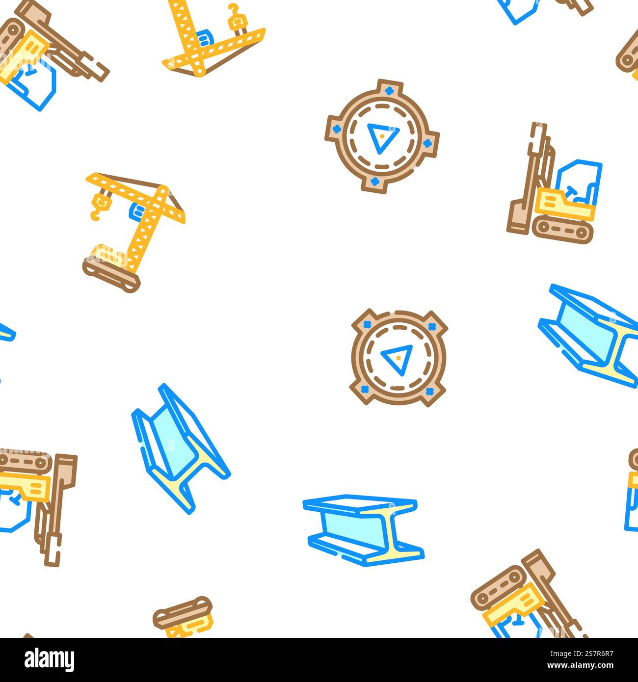 civil engineer construction vector seamless pattern thin line illustration. civil engineer construction vector seamless pattern Stock Vector