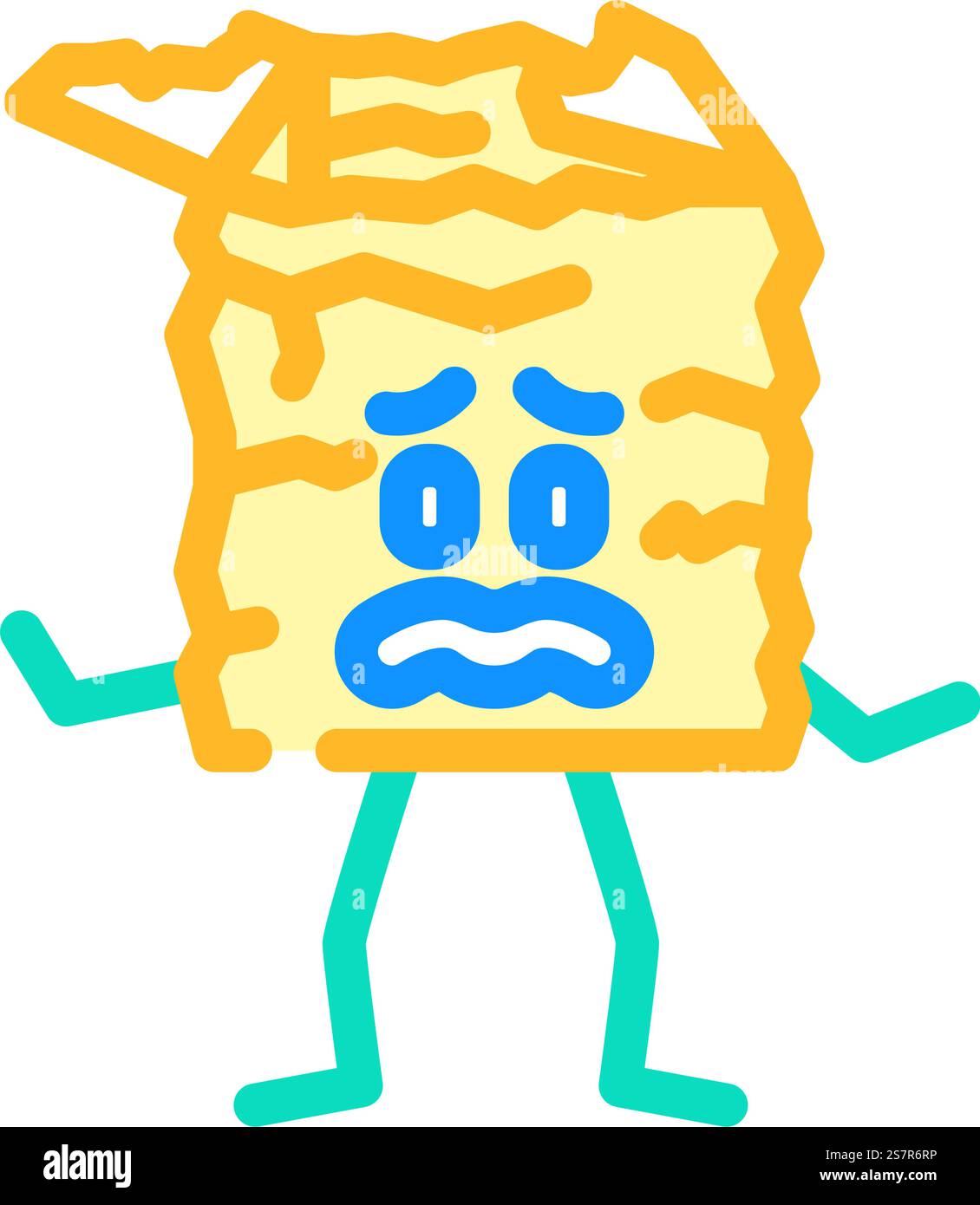 torn sad cardboard box character color icon vector. torn sad cardboard ...