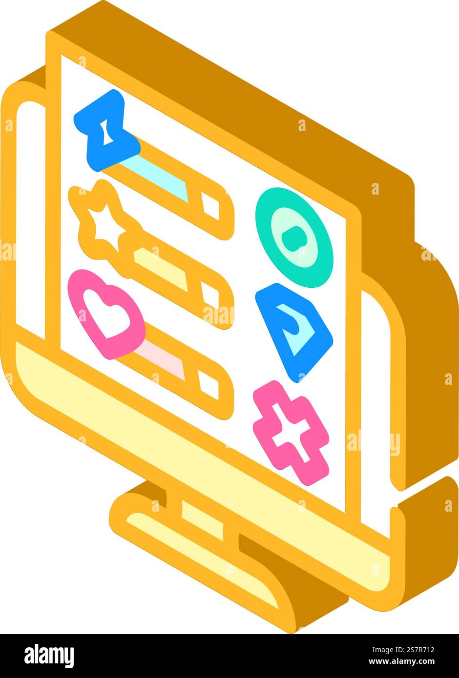 user interface design game development isometric icon vector. user interface design game development sign. isolated symbol illustration. user interface design game development isometric icon vector illustration Stock Vector