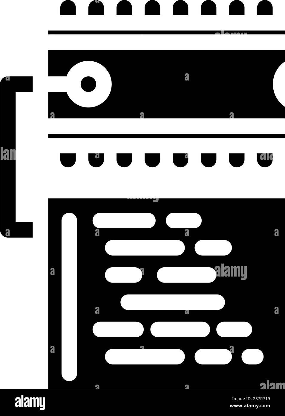 microcontroller programming electronics glyph icon vector. microcontroller programming electronics sign. isolated symbol illustration. microcontroller programming electronics glyph icon vector illustration Stock Vector