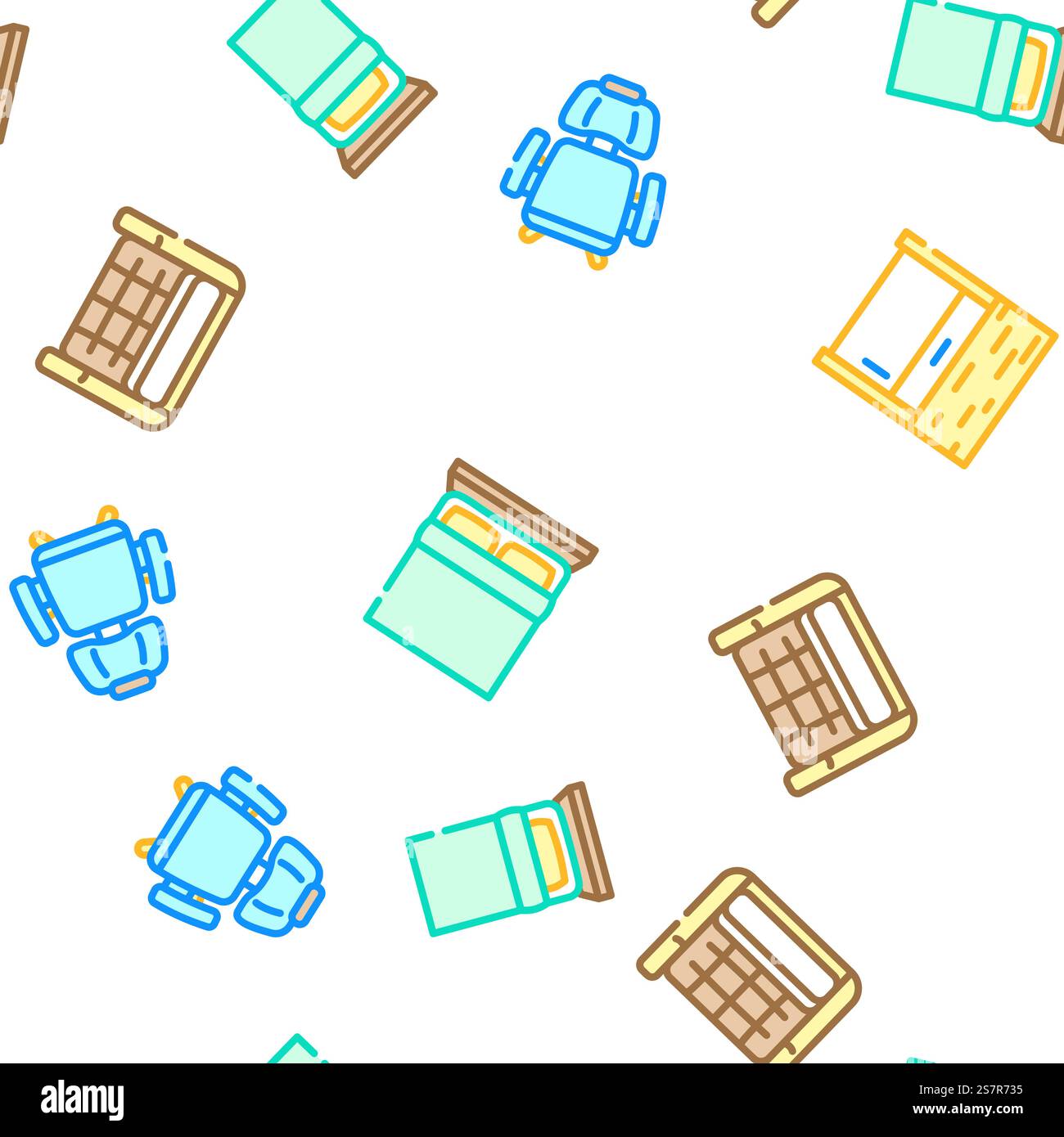 plan floor home vector seamless pattern thin line illustration. plan floor home seamless pattern vector Stock Vector